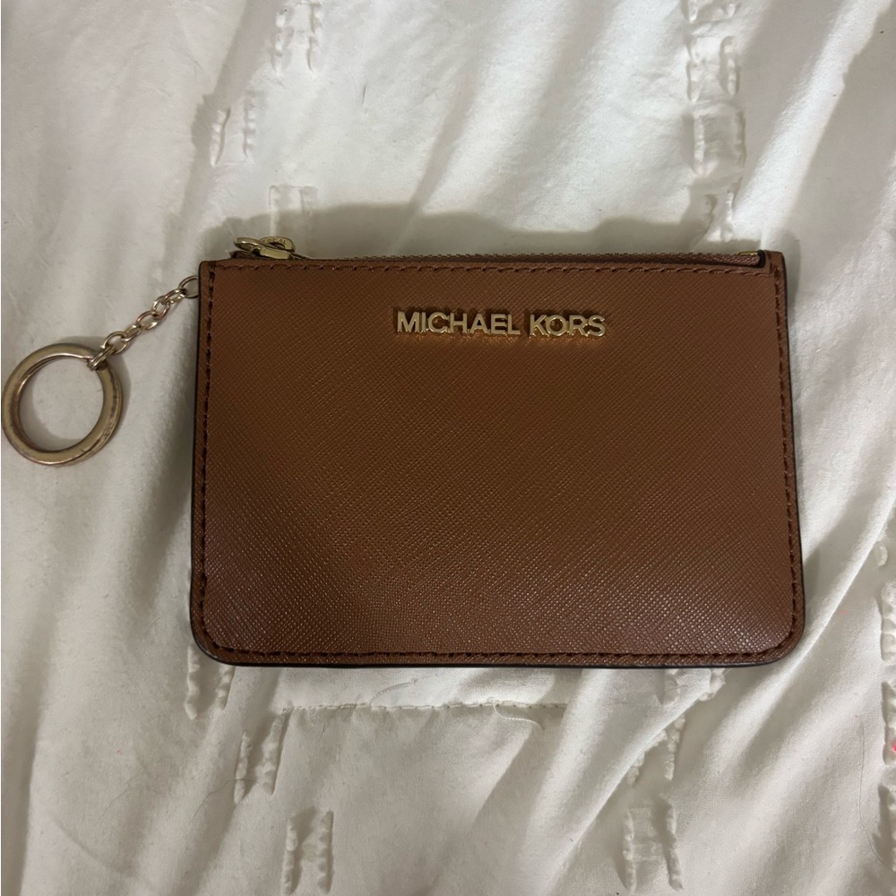 Michael Kors Tan Card Holder with Gold Keyring